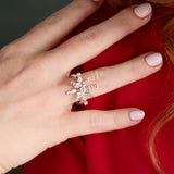 Crystal Snowflake Statement Ring