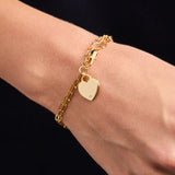 Heart Charm Double Paperclip Chain Bracelet