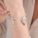 Pink Christmas Beaded Charm Bracelet