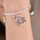 Pink Christmas Beaded Charm Bracelet