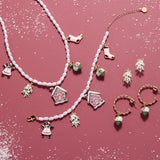 Pink Christmas Beaded Charm Bracelet