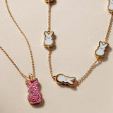 PEEPS® Pink Crystal Bunny Pendant Necklace