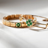 Four-Leaf Clover Slider Charm Bangle