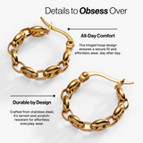 Frozen Mariner Chain Hoop Earrings