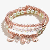 Green Pearl + Sea Charm Bracelets, Set of 3