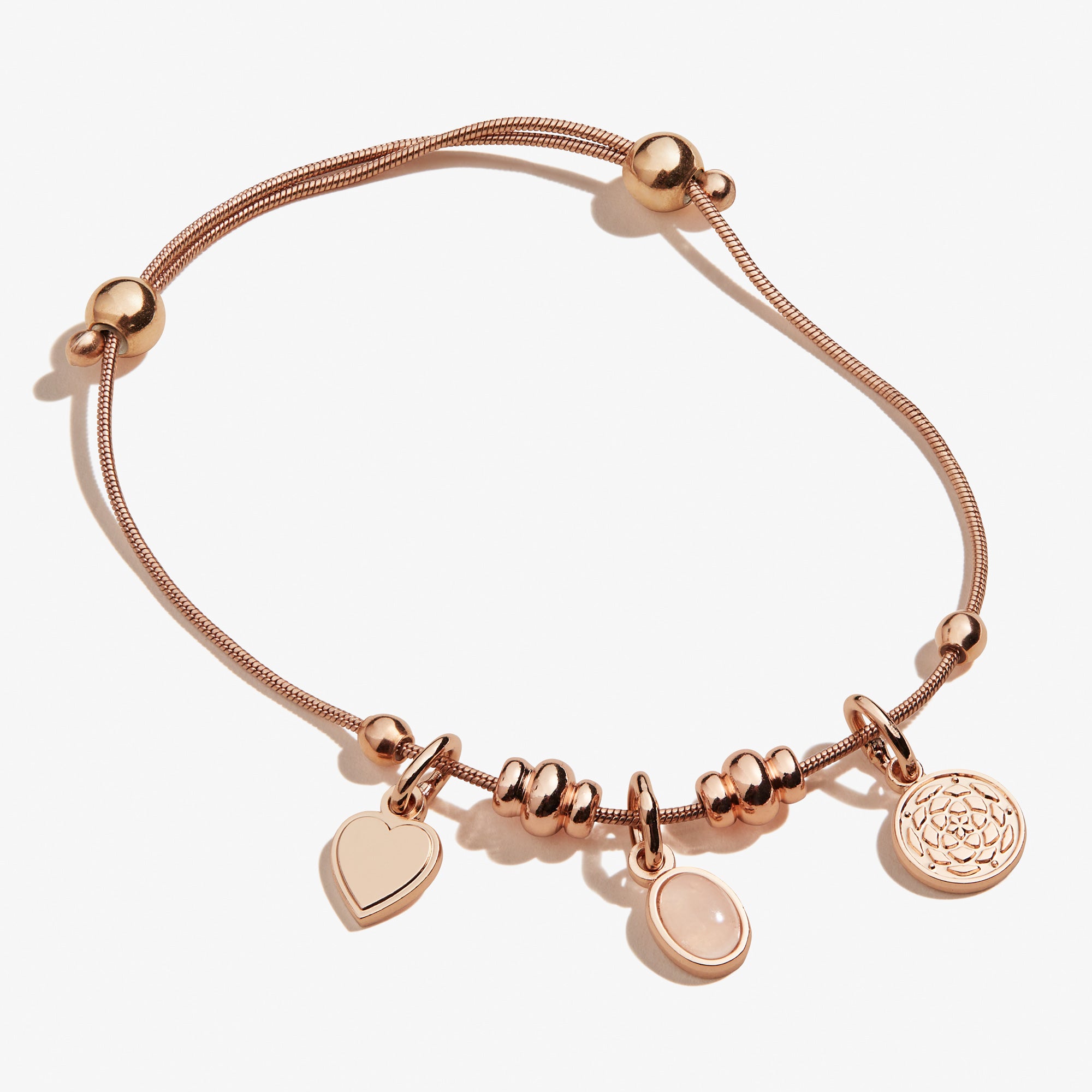 Heart Rose Quartz Gemstone Multi Charm Bracelet – ALEX AND ANI