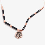 New Beginnings Charm + Onyx Necklace, Rafaelian Rose Gold, Alex and Ani