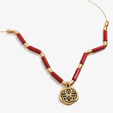 Path of Life® Charm + Red Jasper Necklace, Rafaelian Gold, Alex and Ani