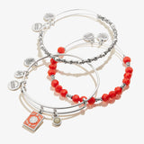 Daisy + Pineapple Jasper Duo Charm Bangle, Set of 3