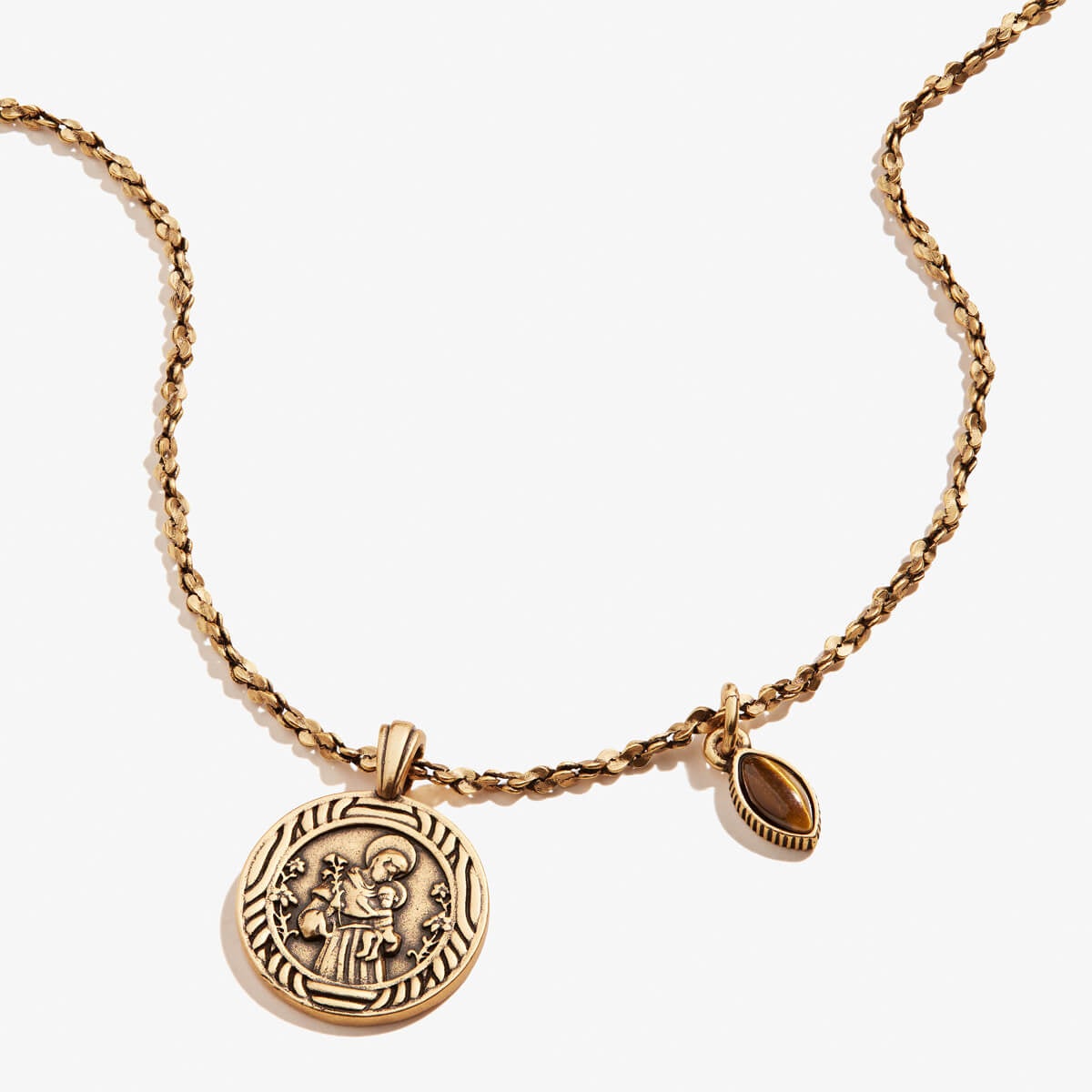 Tiger's Eye Gemstone Saint Anthony Duo Charm Necklace – ALEX AND ANI