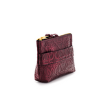 Genuine Leather Burgundy Embossed Strap Pouch