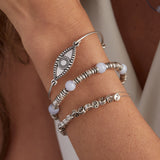 Blue Lace Agate Beaded Wrap Bracelet