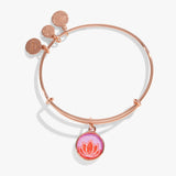 Crystal Lotus Charm Bangle Bracelet