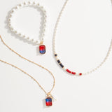 Celebration Red, White and Blue Pearl Necklace