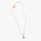 Circle Charm + Rose Quartz Bead Necklace