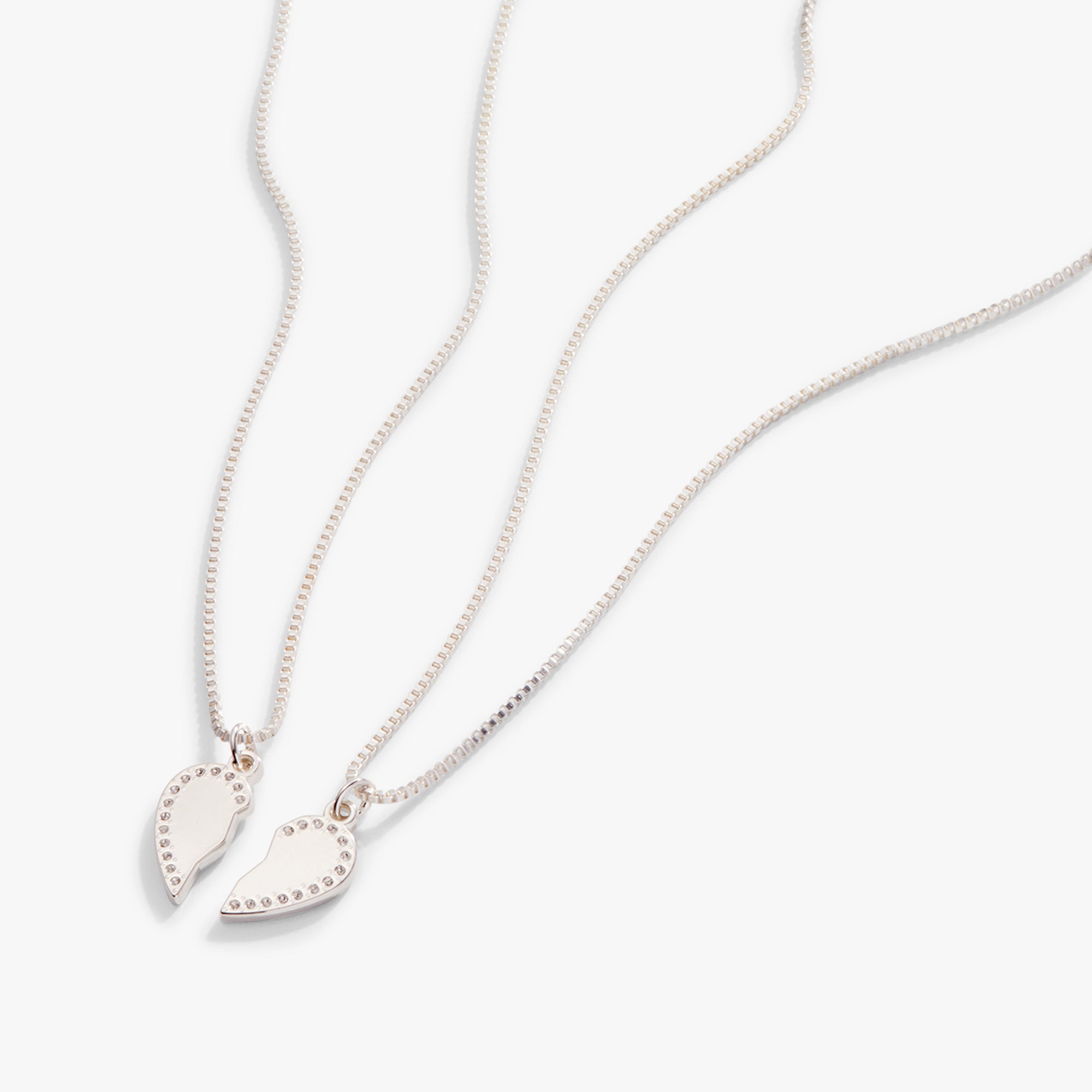 Necklace Set Half Heart Necklace For Best Friends Pavé Heart Best