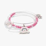 'Happy Mind, Happy Life' Charm Bangle, Set of 2