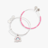 'Happy Mind, Happy Life' Charm Bangle, Set of 2