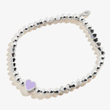 Purple Heart Beaded Stretch Bracelet