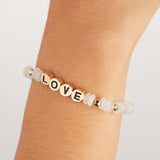 'Love' White Jade Stretch Bracelet