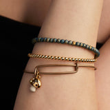 Mushroom Pearl and Crystal Charm Bangle