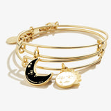 Mystical Best Friends Sun and Moon Charm Bangles, Set of 2