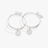 Pavé North Star + Moon Charm Bangle, Set of 2