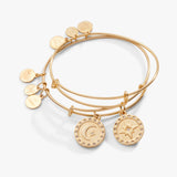 Pavé North Star + Moon Charm Bangle, Set of 2