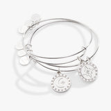 Pavé North Star + Moon Charm Bangle, Set of 2
