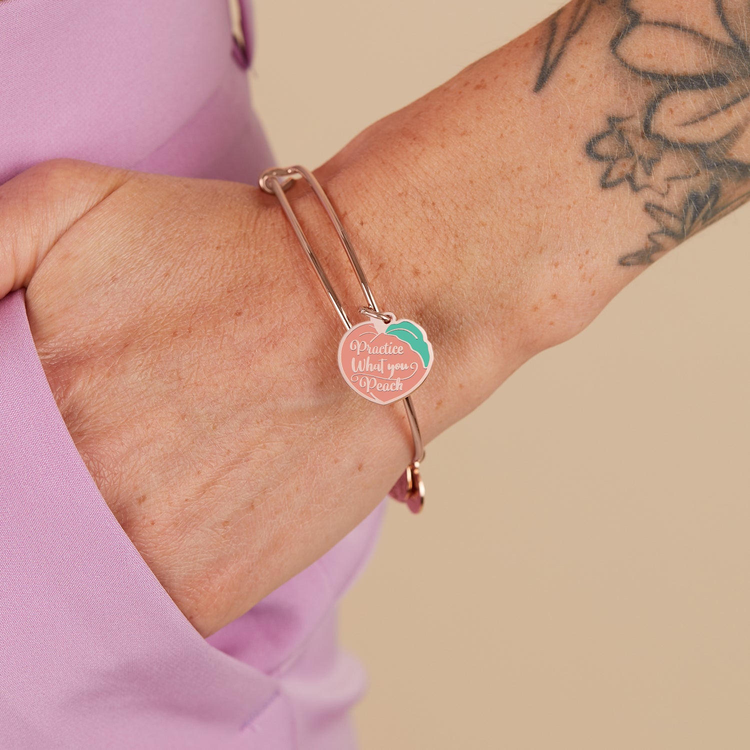 'Practice What You Peach' Charm Bangle