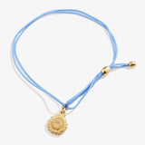 Sunflower Charm Pull Chain Blue Cord Bracelet