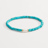 Genuine Turquoise Stone and Pearl Glass Stretch Bracelet