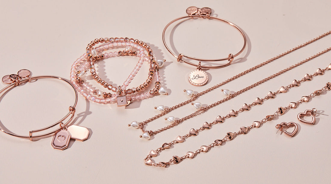 heart-shaped jewelry in rose gold