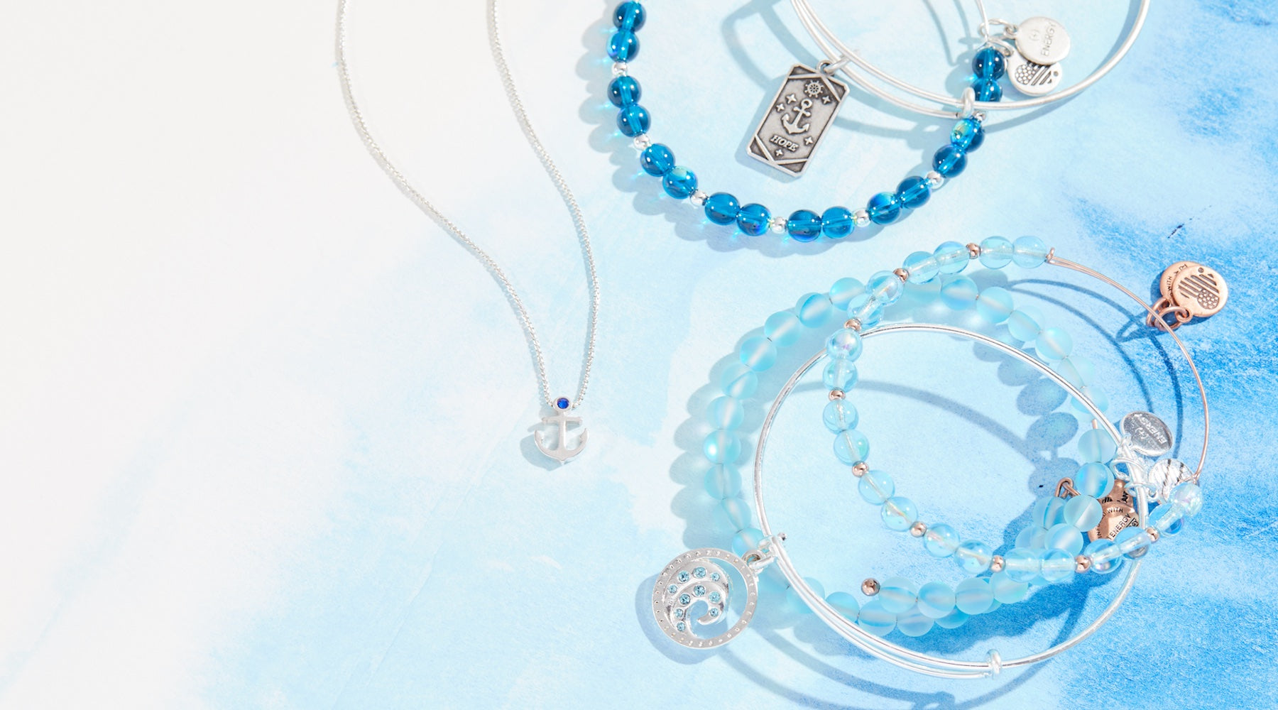 Diamond and Treated Blue Diamond Anchor Bolo Bracelet 1/15ctw | REEDS  Jewelers