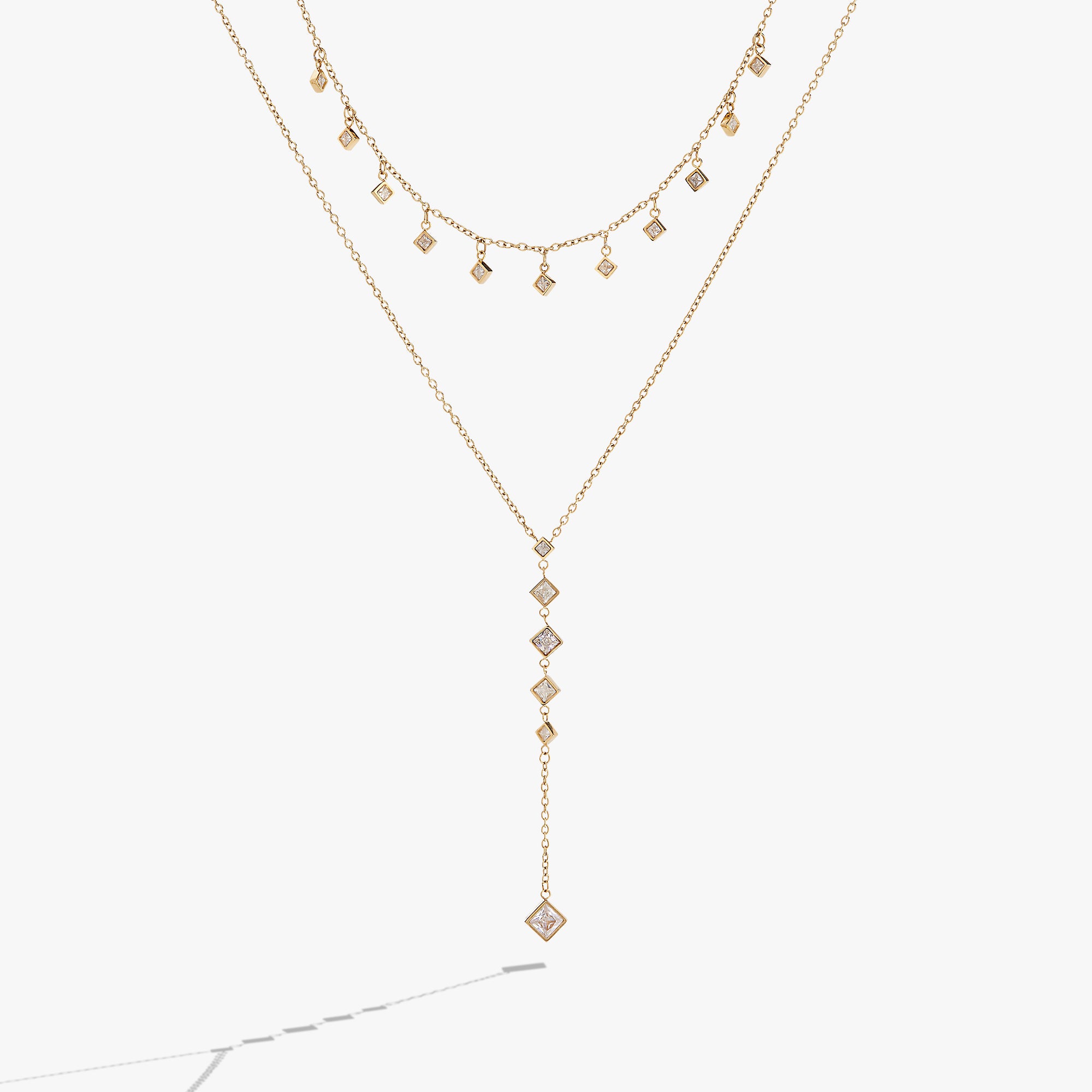 A two layered gold necklace