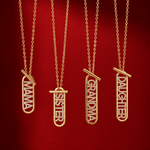 Hanging necklaces on matching crimson red