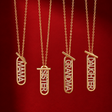 Hanging necklaces on matching crimson red