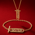 Sister set on crimson red