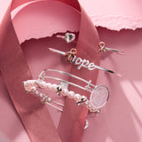 'HOPE' Breast Cancer Awareness Charm Bangle Set of 2