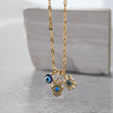 Evil Eye Triple Charm Necklace