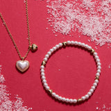 Heart and Pearl Stretch Bracelet