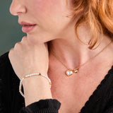 Pearl Heart Duo Charm Necklace