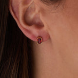 July Emerald-Cut Birthstone Stud Earrings