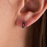 January Emerald-Cut Birthstone Stud
