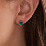 December Emerald-Cut Birthstone Stud Earrings
