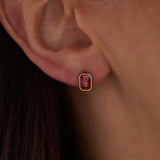 January Emerald-Cut Birthstone Stud