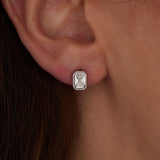 April Emerald-Cut Birthstone Stud Earrings
