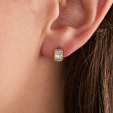 April Emerald-Cut Birthstone Stud Earrings