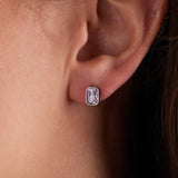 June Emerald-Cut Birthstone Stud Earrings