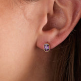 February Emerald-Cut Birthstone Stud Earrings